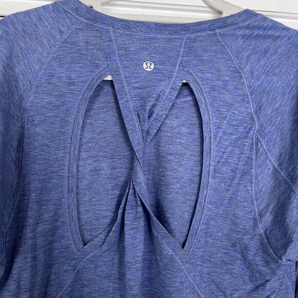 Lululemon Blue Open Cross Back Long Sleeved Top - Picture 2 of 4